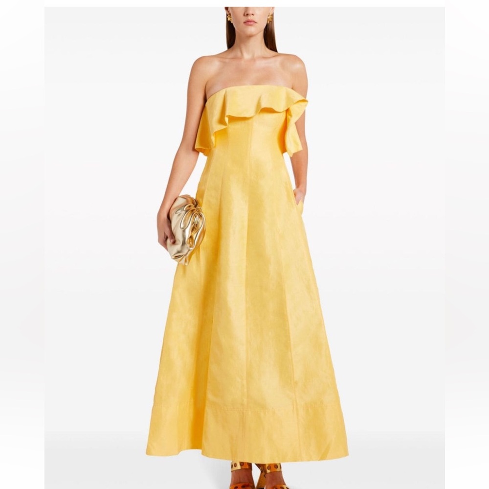 Aje off-shoulder strapless gown